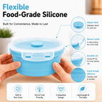 Sageware Silicone Lunch Box, Office Lunch Box, Lunch Box,Kids Lunch Box,Tiffin 4 Containers Lunch Box Round Blue(2850ml)