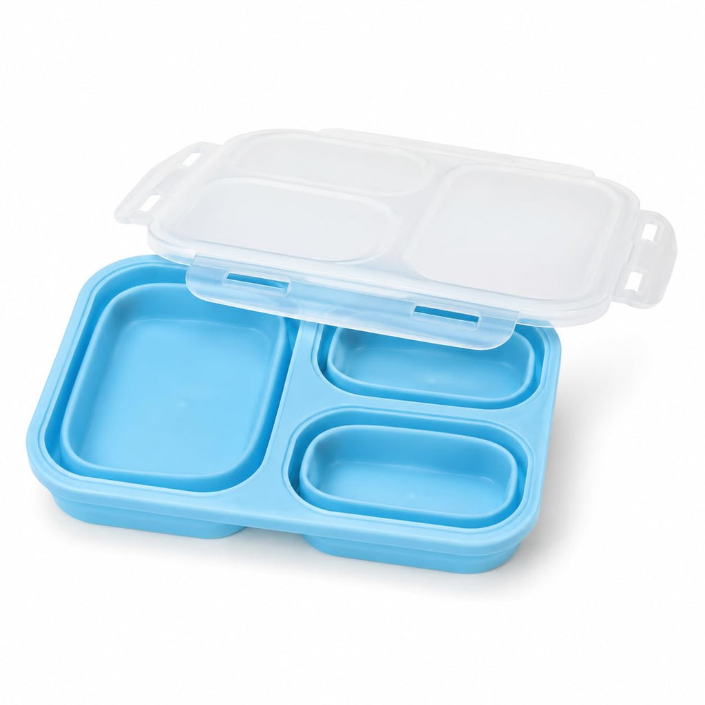 Sageware Silicone Lunch Box 3 Containers School Lunch Box/office Lunch Box (1500 ml) 3 Containers Silicone School Lunch Box (1500 ml, Microwave Safe)