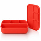 Silicone Lunch Box with Lid, 4 Compartments, 1200ml Food Storage Container, Microwave & Dishwasher Safe, BPA Free Reusable Bento Box (Red)