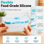 SAGEWARE Foldable Silicone Storage Containers with Lid | Kitchen & Refrigerator Food Storage Set of 2 (400ML-1600ML) (Blue - Large)