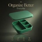 Silicone Lunch Box with Lid, 4 Compartments, 1200ml Food Storage Container, Microwave & Dishwasher Safe, BPA Free Reusable Bento Box (Green)