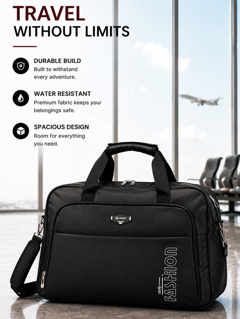 Travel Duffel Bag with Multiple Compartments | Lightweight Waterproof Gym & Overnight Carry Bag