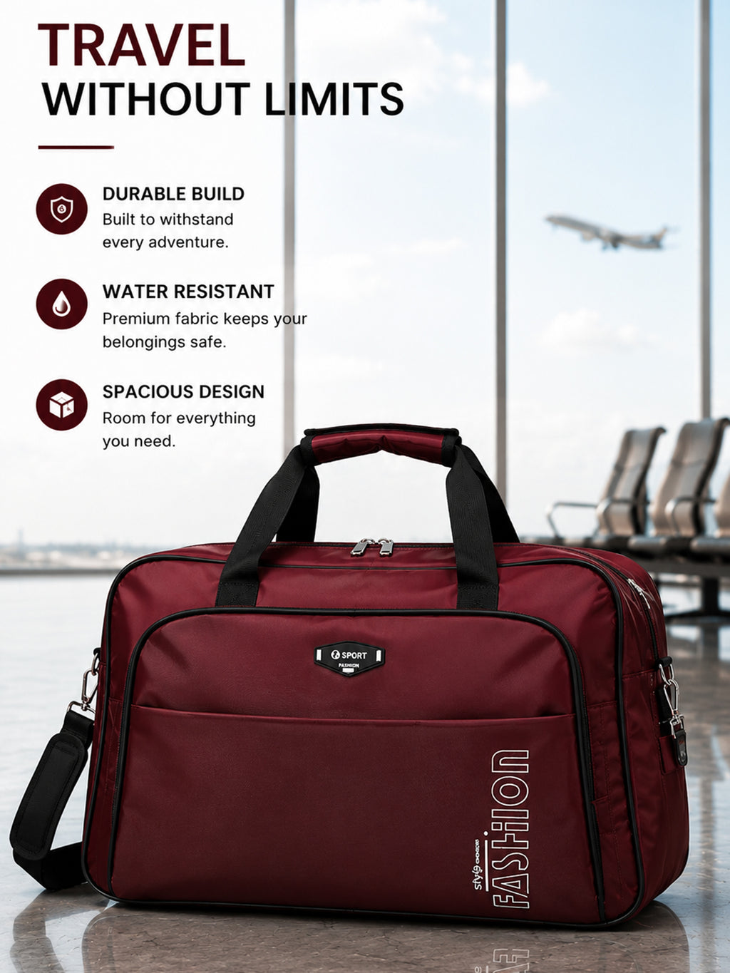 Premium Large Capacity Duffel Bag for Travel & Gym | Stylish Waterproof Weekender Bag with Shoulder Strap | Unisex Carry-On Travel Bag
