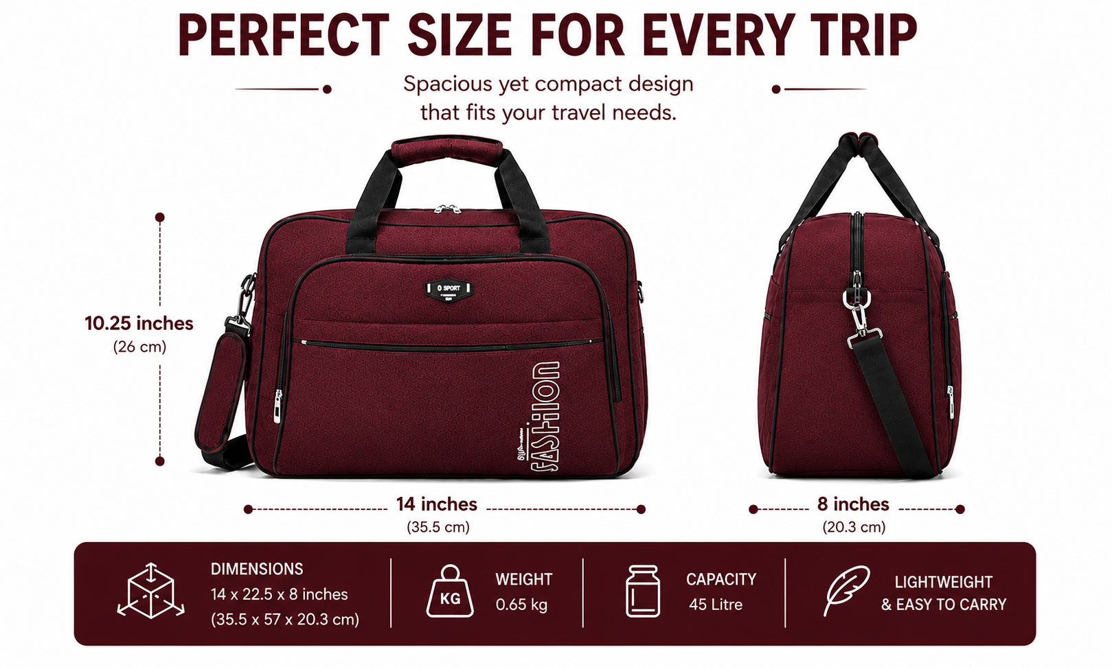 Premium Large Capacity Duffel Bag for Travel & Gym | Stylish Waterproof Weekender Bag with Shoulder Strap | Unisex Carry-On Travel Bag