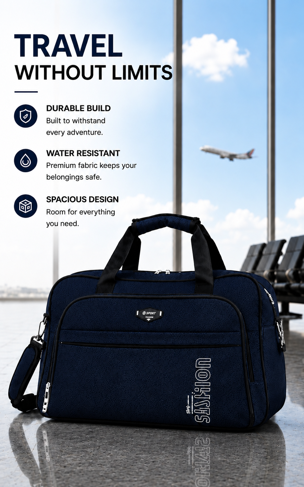 Premium Waterproof Duffel Bag | Large Capacity Travel & Gym Bag for Men and Women | Stylish Overnight Weekender Bag