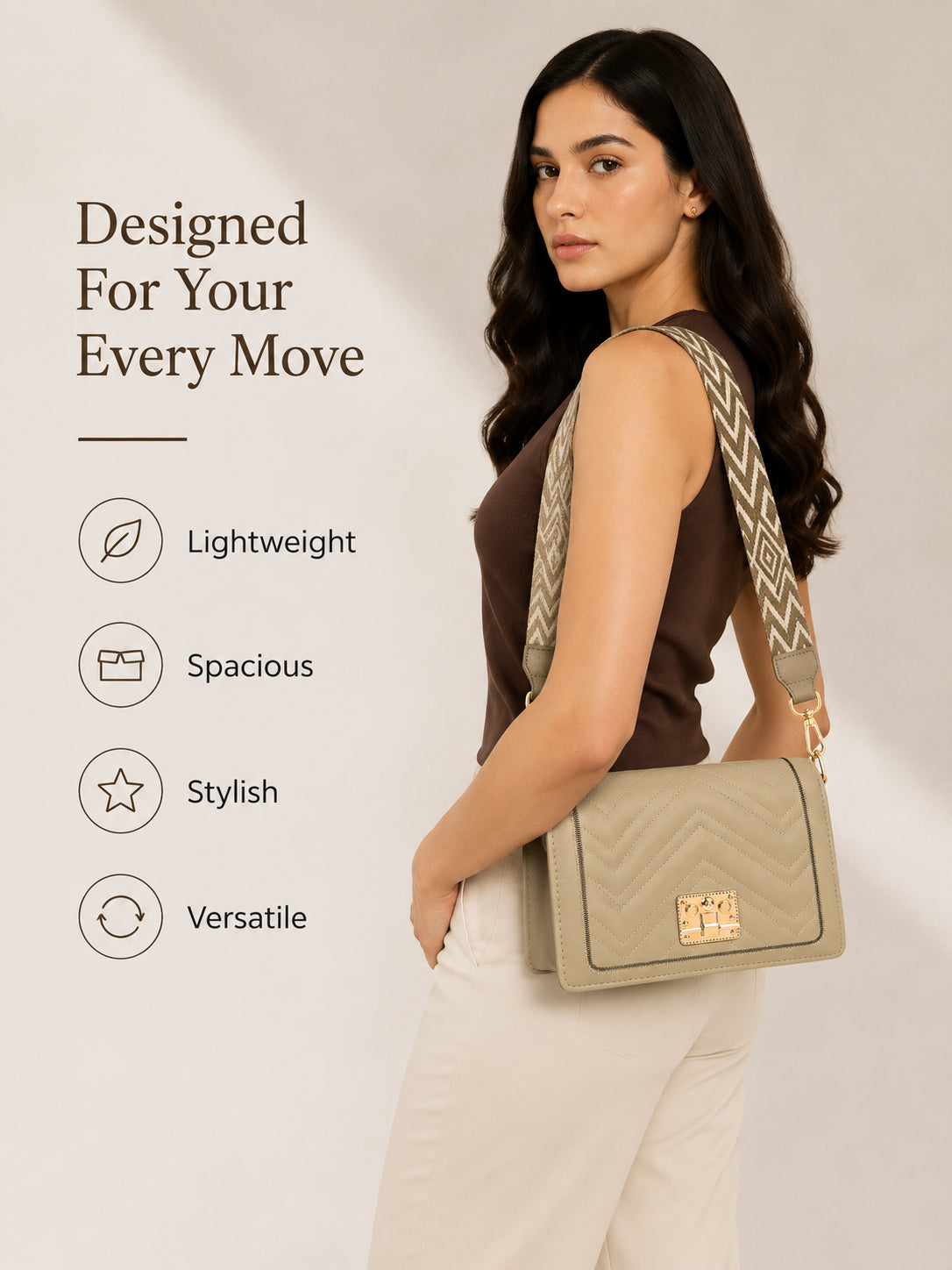 Ash Grey Chevron Crossbody