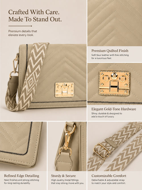 Ash Grey Chevron Crossbody