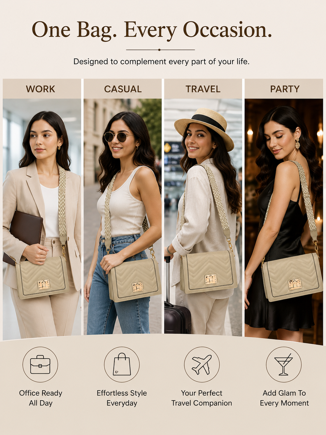 Ash Grey Chevron Crossbody