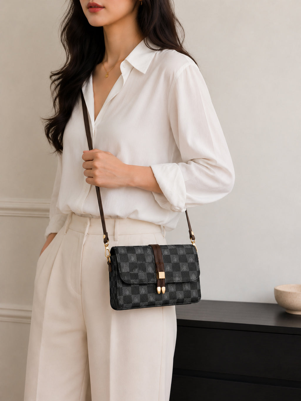Charcoal & Check crossbag