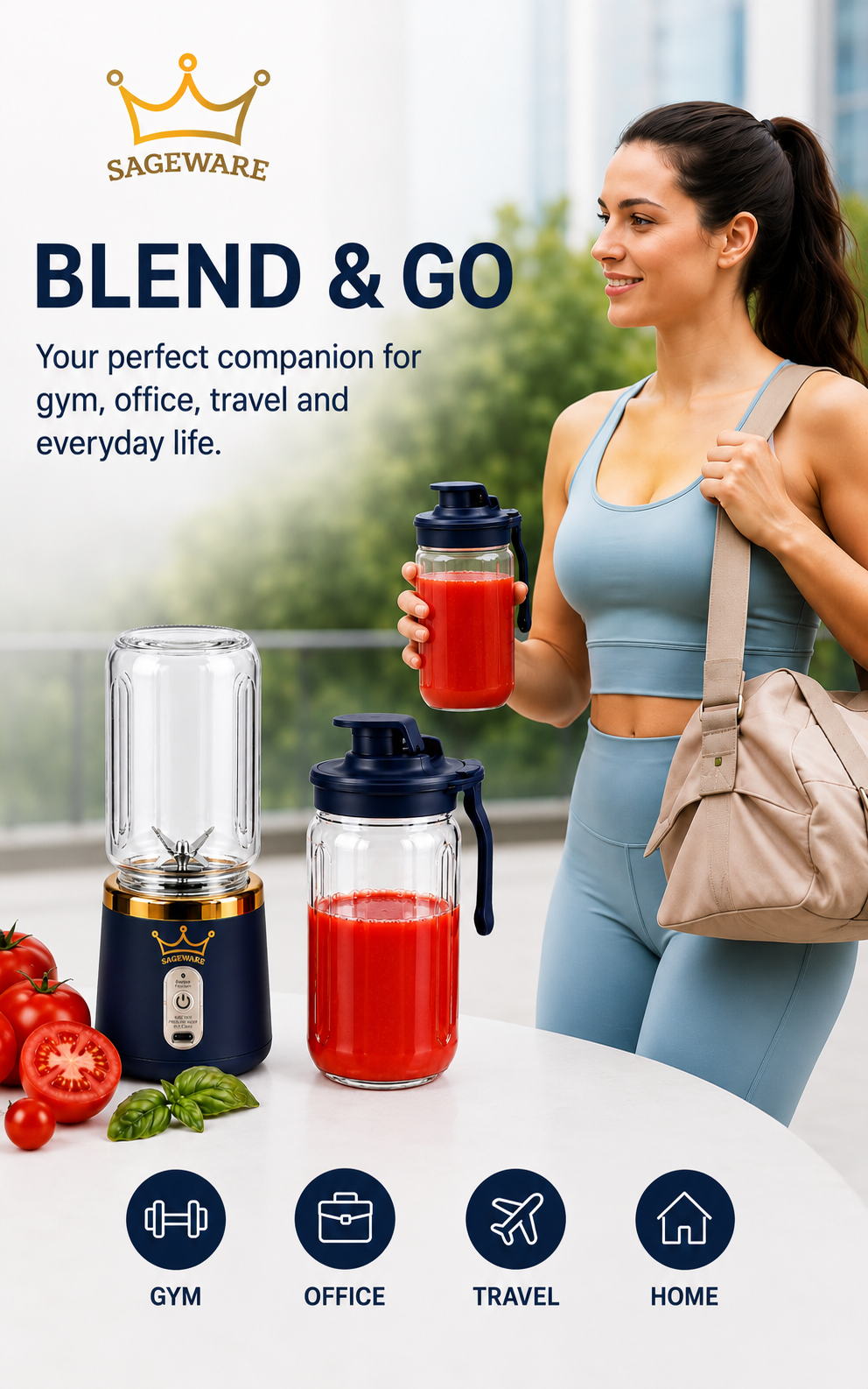 USB Rechargeable Personal Blender Bottle | Portable Mixer Grinder for Smoothies, Juices & Protein Shakes