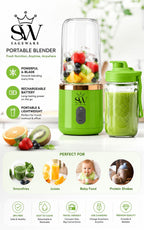 Mini Portable Blender for Smoothies & Shakes | USB Rechargeable Fruit Juicer Bottle with Travel Cup