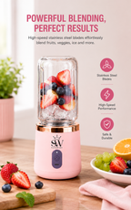 Portable USB Rechargeable Blender Bottle for Smoothies & Juices | Mini Mixer Grinder with Travel Bottle | Fruit Juicer for Gym, Office & Travel |