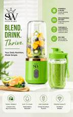 Mini Portable Blender for Smoothies & Shakes | USB Rechargeable Fruit Juicer Bottle with Travel Cup