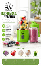 Mini Portable Blender for Smoothies & Shakes | USB Rechargeable Fruit Juicer Bottle with Travel Cup