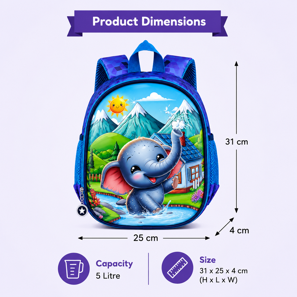 Kids School Bag for Boys & Girls | Lightweight Waterproof Backpack with Multiple Compartments | Stylish School Bag for Nursery, Kindergarten & Primary Students