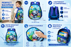 Kids School Bag for Boys & Girls | Lightweight Waterproof Backpack with Multiple Compartments | Stylish School Bag for Nursery, Kindergarten & Primary Students
