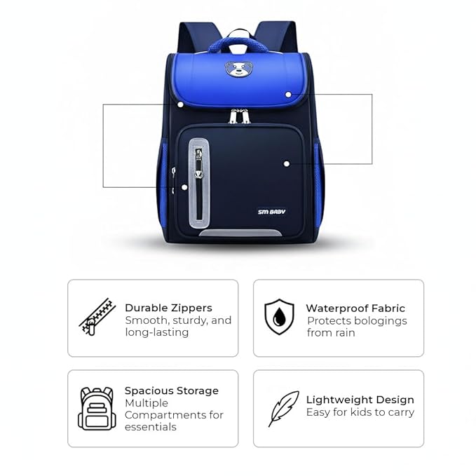 Junior School Backpack for Kids | Spacious Lightweight Bag with Adjustable Shoulder Straps