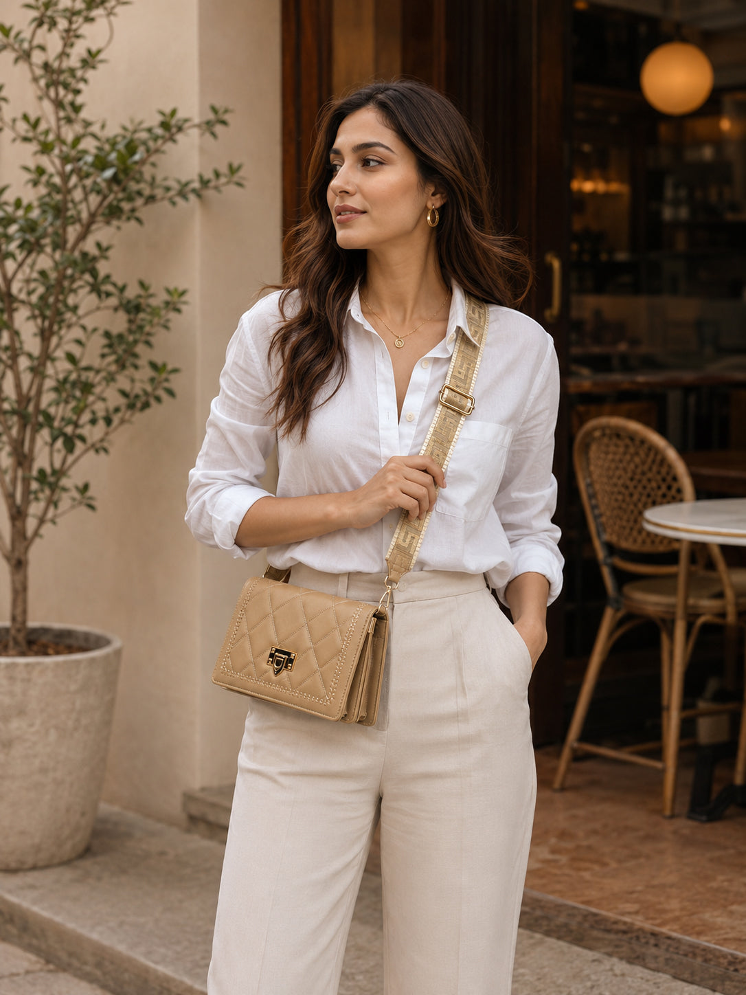 Designer Quilted Sling Bag for Women | Elegant Side Purse with Chain Strap