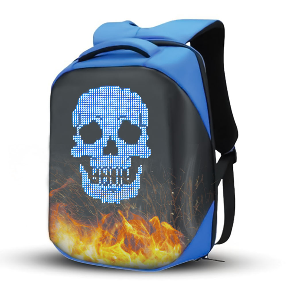 SAGEWARE Unisex LED Backpack – Custom Pixel Display Bag (Blue)