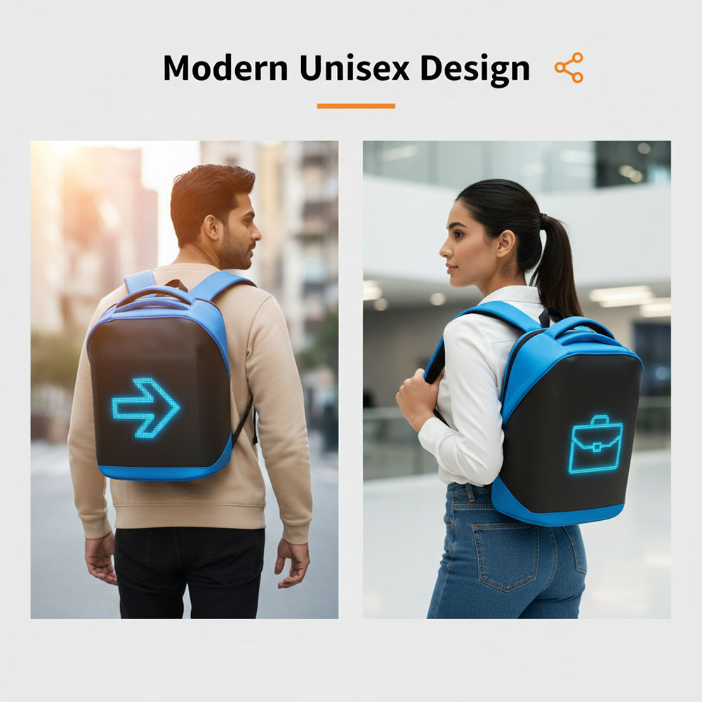 SAGEWARE Unisex LED Backpack – Custom Pixel Display Bag (Blue) - Image 8