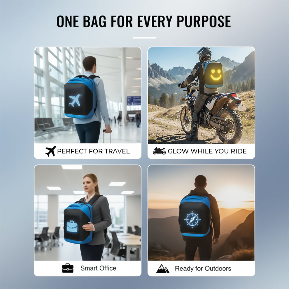 SAGEWARE Unisex LED Backpack – Custom Pixel Display Bag (Blue) - Image 4