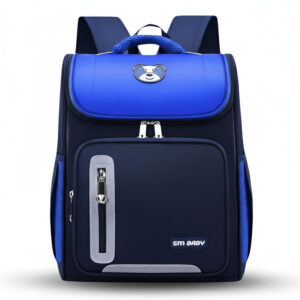 Sageware Bear Graphic Print Flap School Bag (Blue)