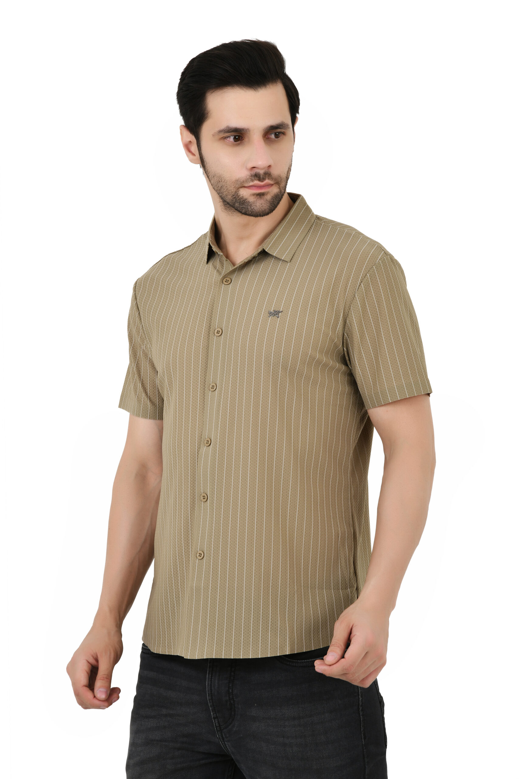 SAGEWARE Regular Fit Striped Button Down Collar Formal Shirt For Men - Image 5