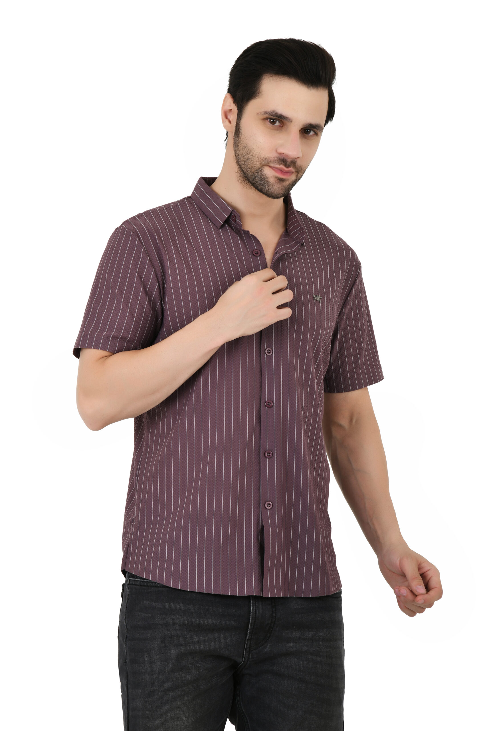 SAGEWARE Regular Fit Striped Button Down Collar Formal Shirt For Men - Image 8