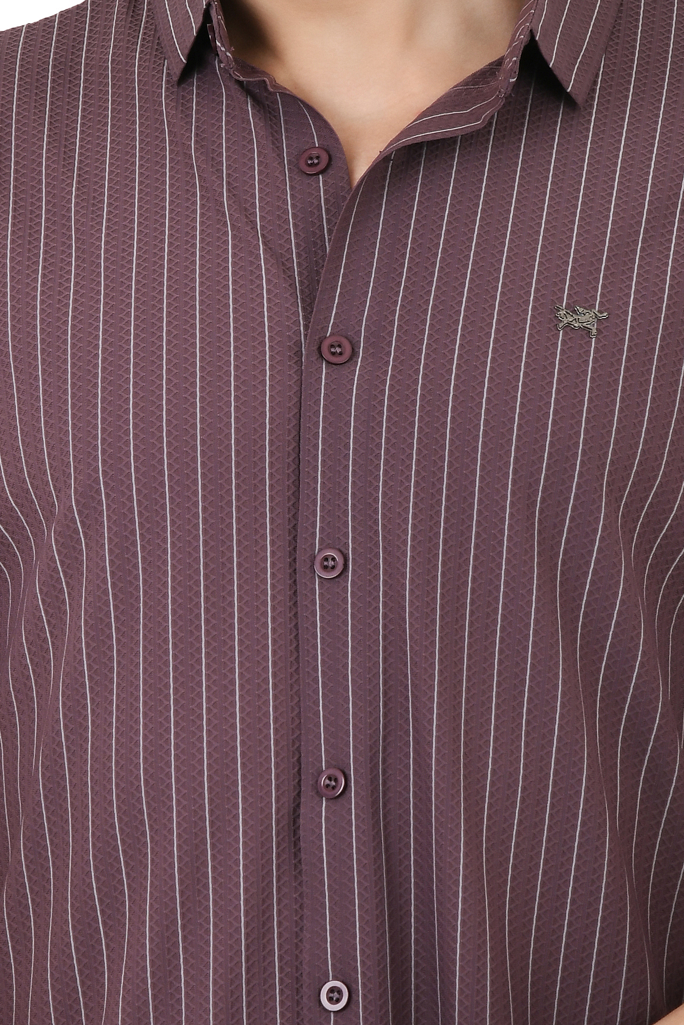 SAGEWARE Regular Fit Striped Button Down Collar Formal Shirt For Men - Image 9