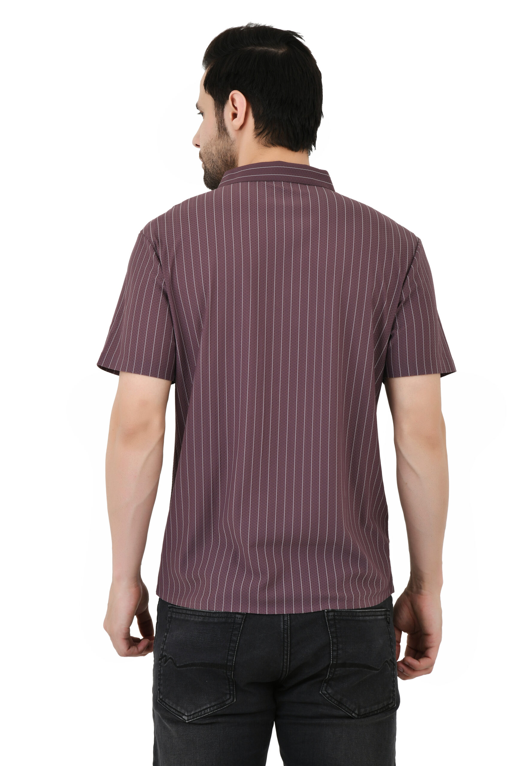 SAGEWARE Regular Fit Striped Button Down Collar Formal Shirt For Men - Image 10