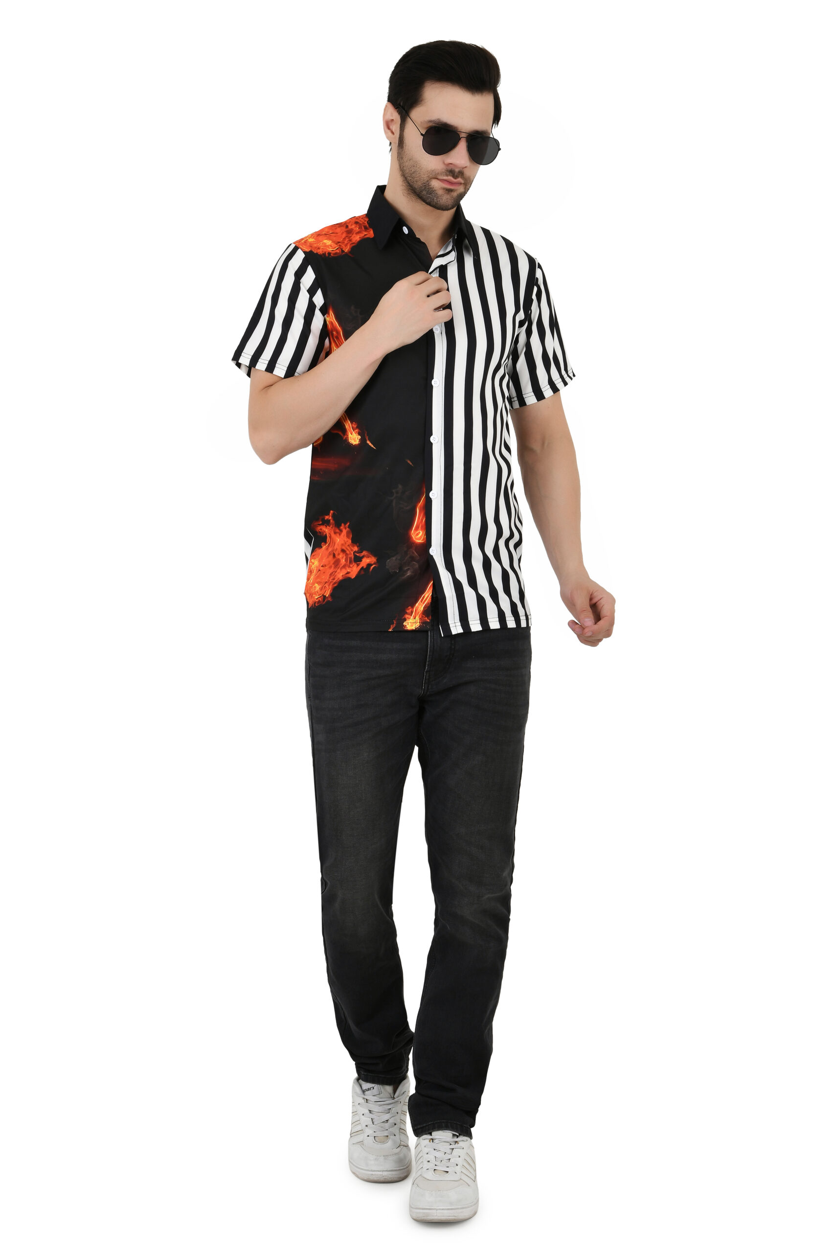 Men's Cotton Blend Solid Shirt with Spread Collared Half Sleeve Curved Hemline Button Closure Regular Fit | Half Sleeve Shirt for Men - Image 6