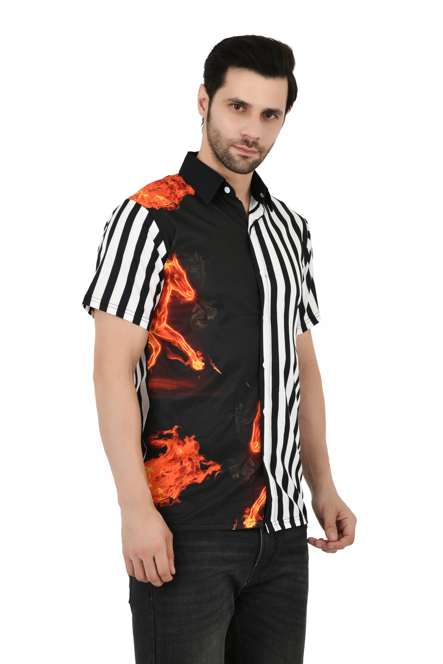 Men's Cotton Blend Solid Shirt with Spread Collared Half Sleeve Curved Hemline Button Closure Regular Fit | Half Sleeve Shirt for Men - Image 4