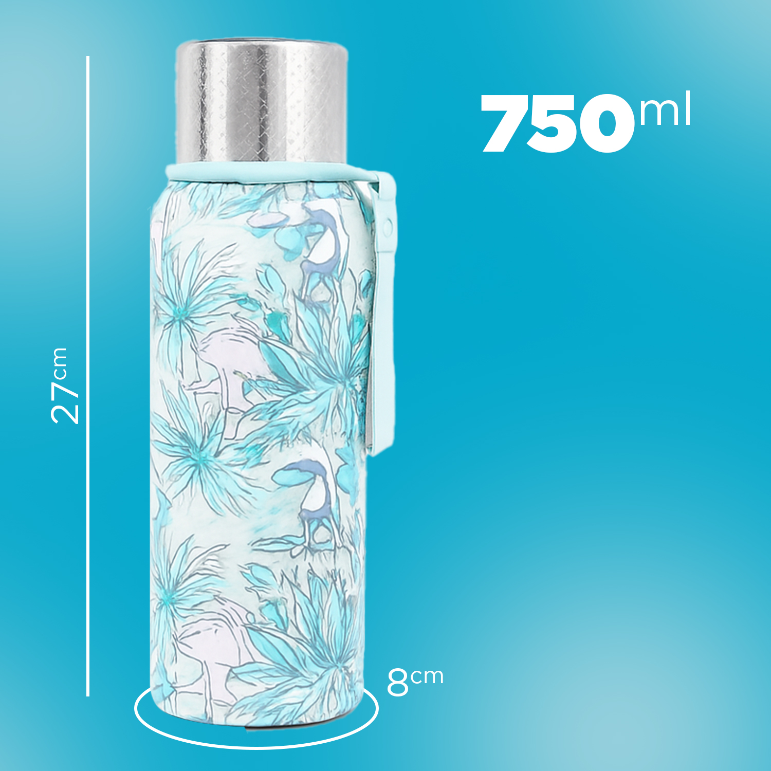 Vacuum Insulated Stainless Steel Flask Bottle Keeps Hot Cold for Hours 750 ml Stainless Steel Flask (Pack of 1, Light Blue) - Image 9