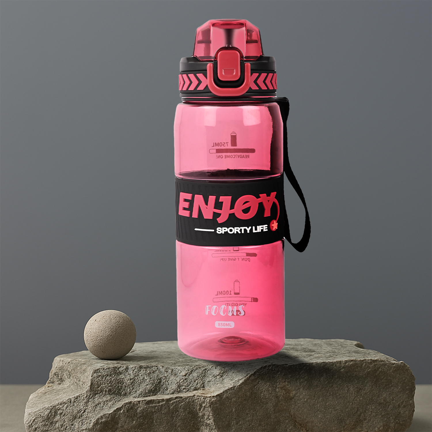 Sageware Enjoy Leak Proof Water Bottle with Carry Strap for Travel School Office and Daily Use (Pink 750ml)
