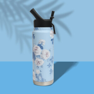 Sageware 1000ml Floral Water Bottle for Office, School, Gym, Travel & Home Use (Blue)