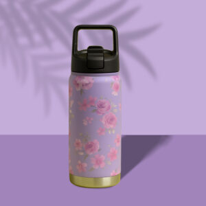 Sageware 1000ml Floral Water Bottle for Office, School, Gym, Travel & Home Use (Purple)
