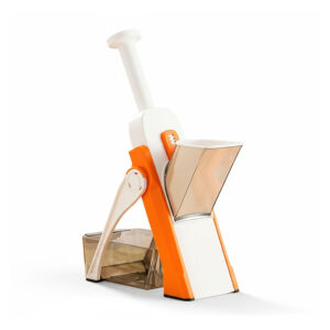 Sageware Orange Push-Down Chopper | Easy Manual Cutter for Daily Meals Vegetable & Fruit Chopper (1 Blade, 1 Trey)