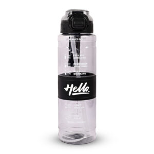 Sageware Hello Quote Printed Multi-Purpose Water Bottle – 1L Leakproof & Durable Daily Use (Black)