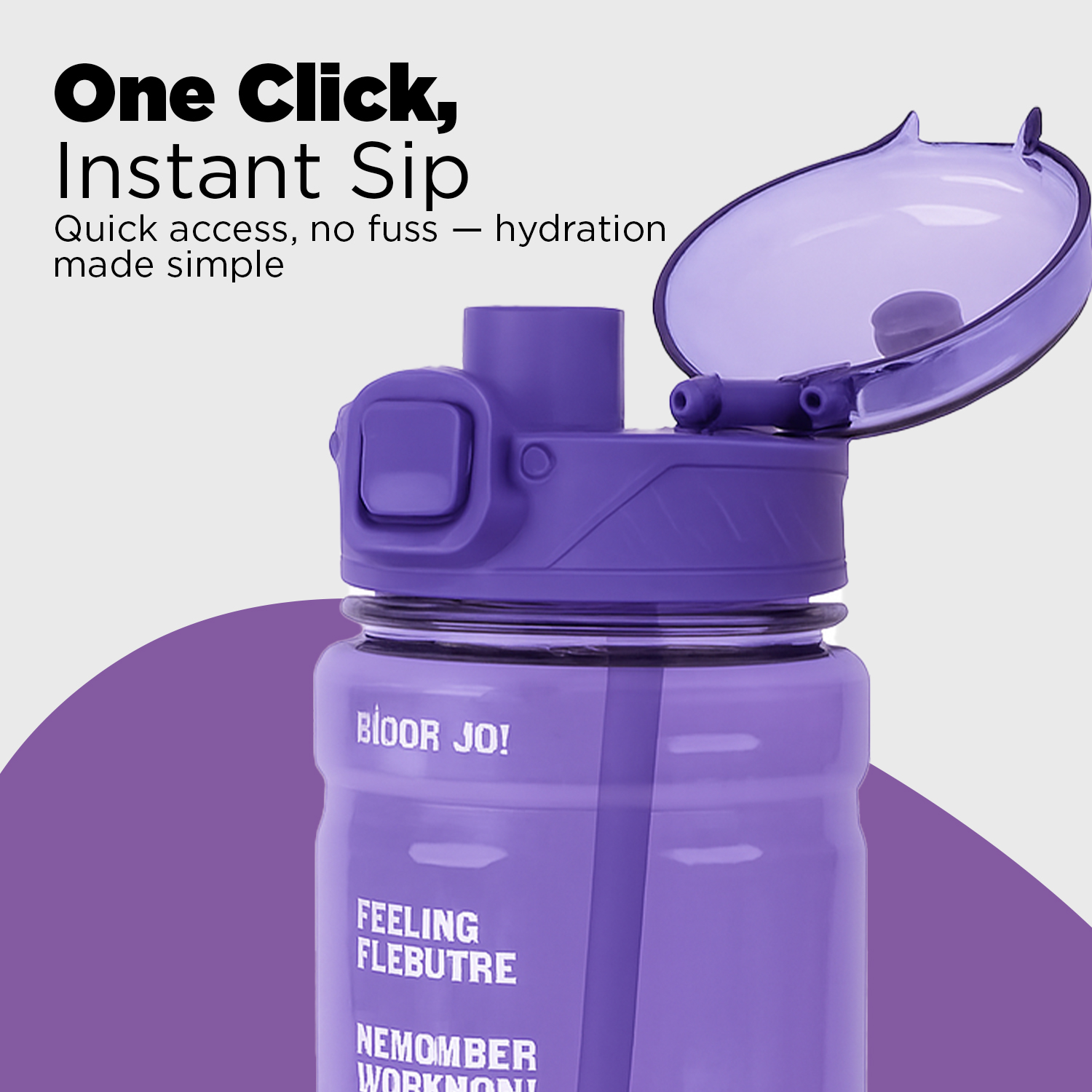 Sageware Hello Quote Printed Multi-Purpose Water Bottle – 1L Leakproof & Durable Daily Use (Purple) - Image 2