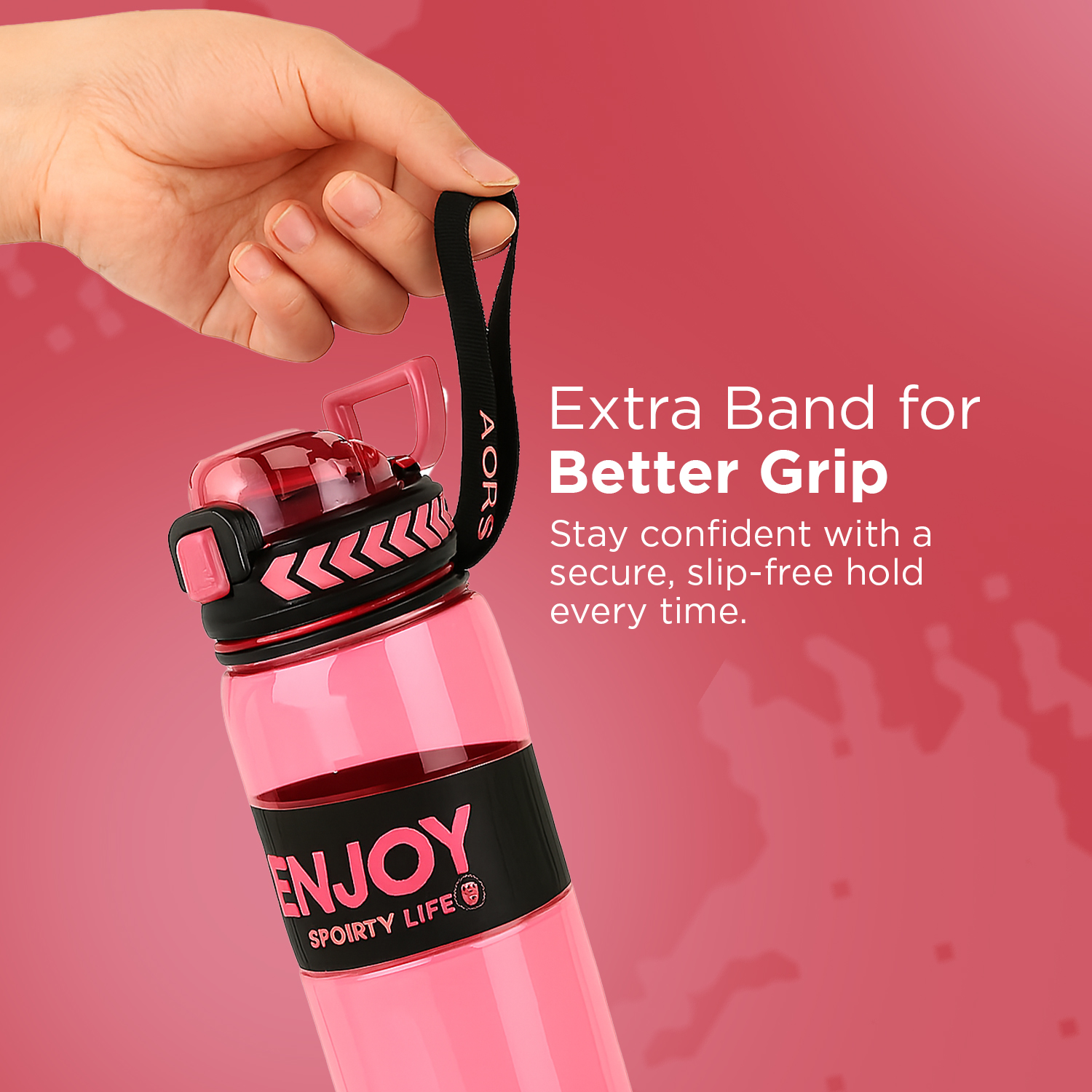 Sageware Enjoy Leak Proof Water Bottle with Carry Strap for Travel School Office and Daily Use (Pink 750ml) - Image 3