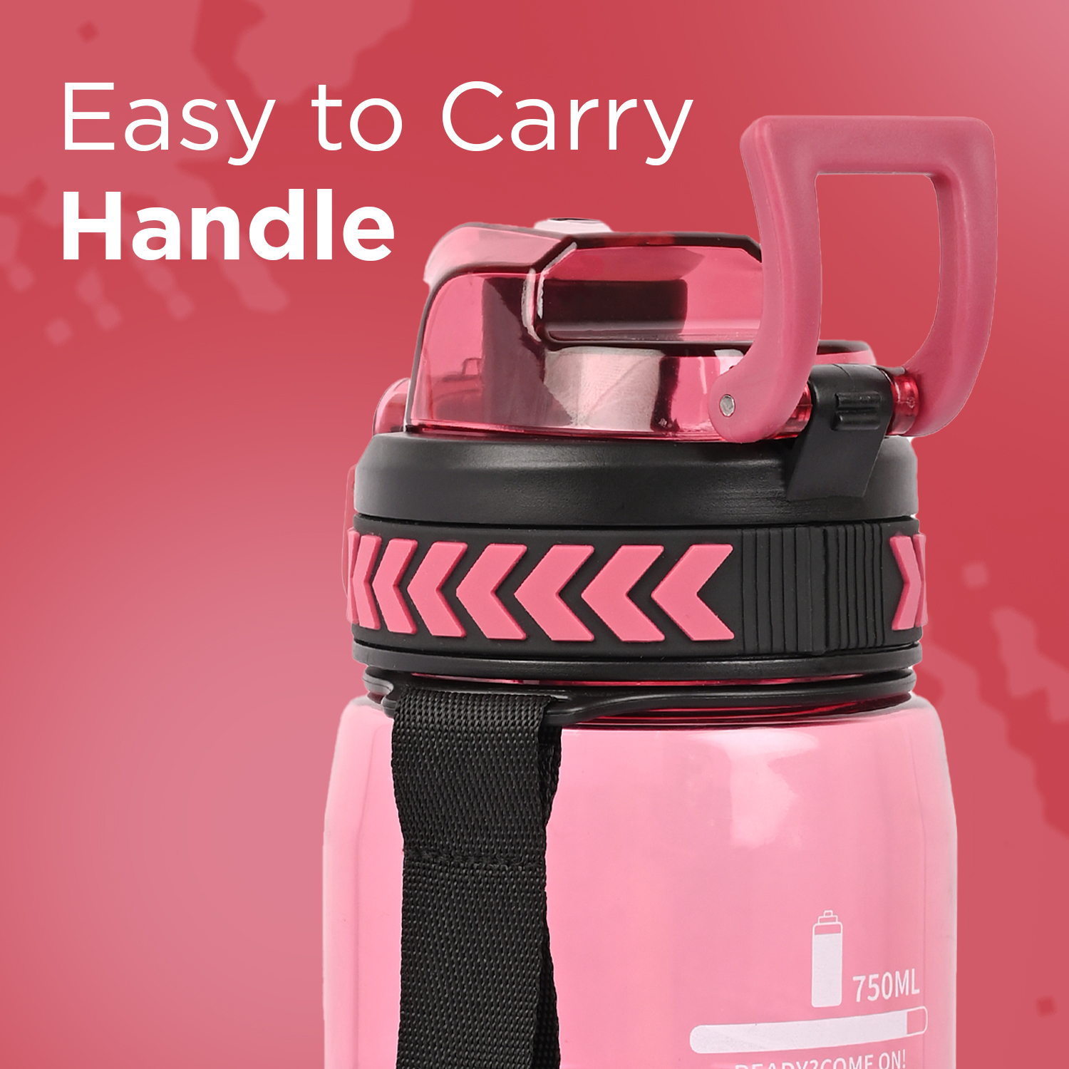 Sageware Enjoy Leak Proof Water Bottle with Carry Strap for Travel School Office and Daily Use (Pink 750ml) - Image 4