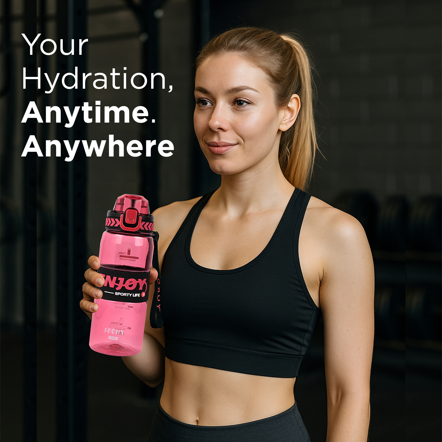 Sageware Enjoy Leak Proof Water Bottle with Carry Strap for Travel School Office and Daily Use (Pink 750ml) - Image 5